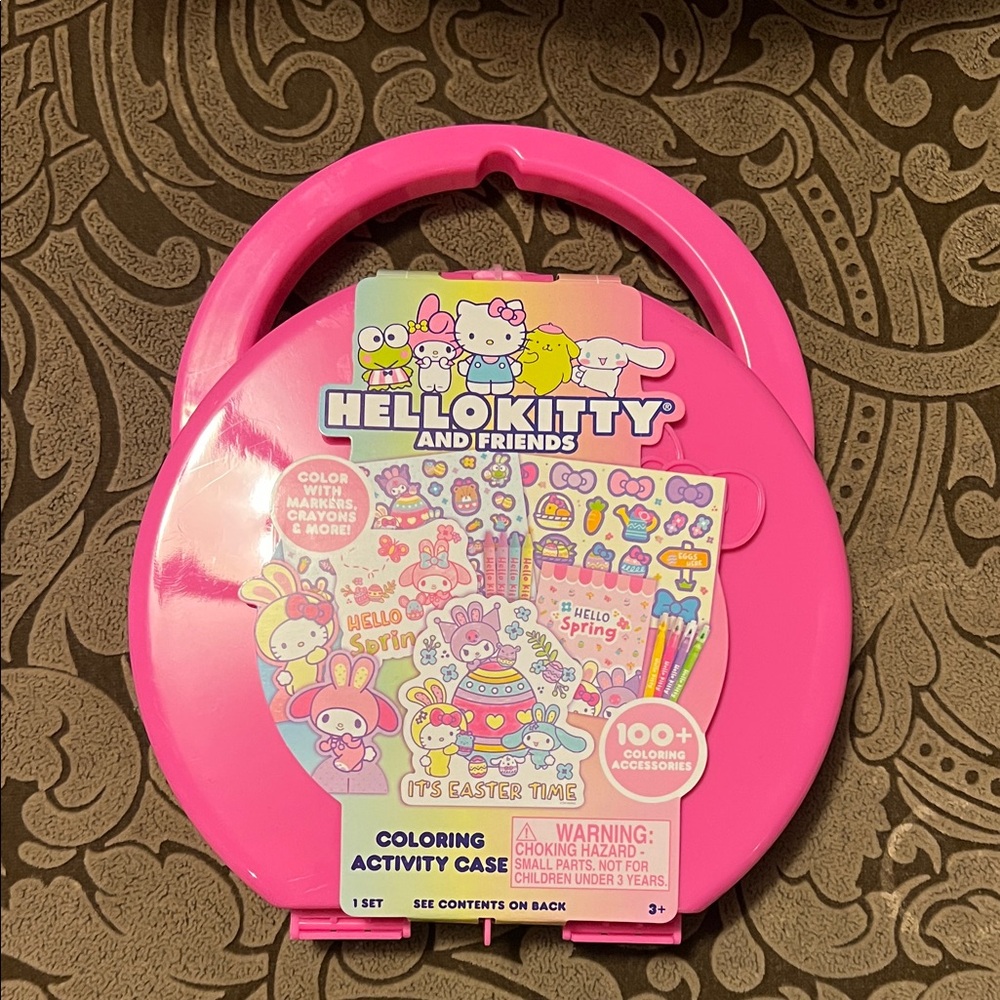 Hello Kitty Pink Coloring Set with Stickers activity case